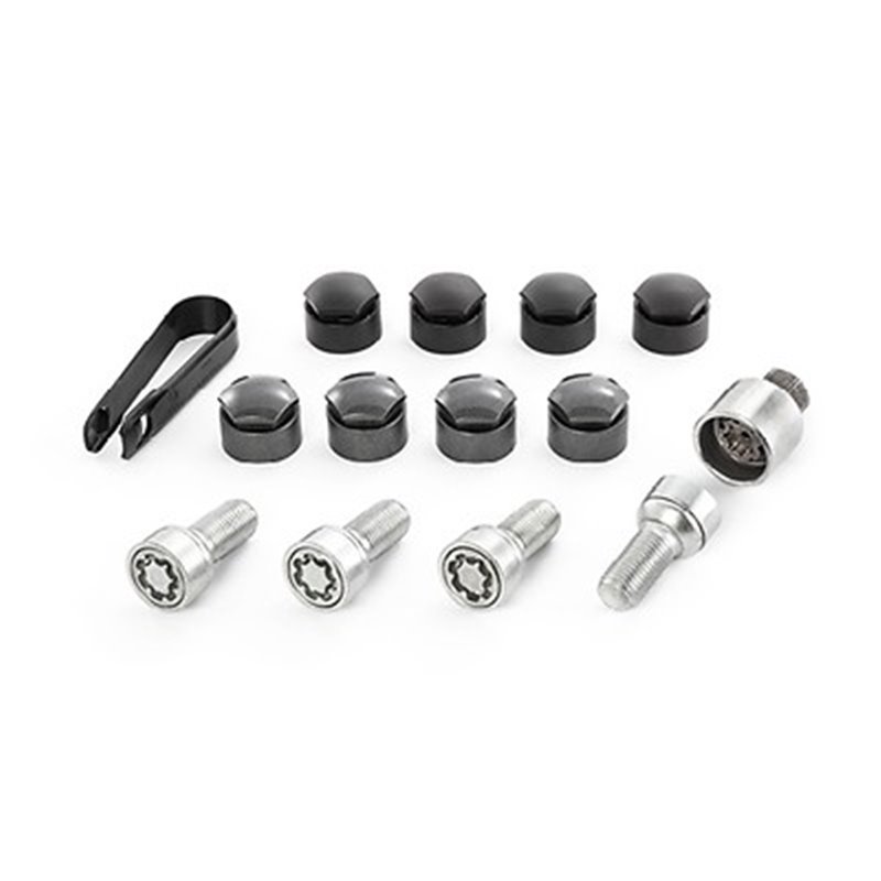 16 Capuchon Cache Écrou Boulon Roue Outill + 4 Clef Gris pour Audi