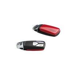 Couvre clé rouge métalliséavec anneaux Audi pour A4, A5, Q5, Q7, TT de 2017 à 2025